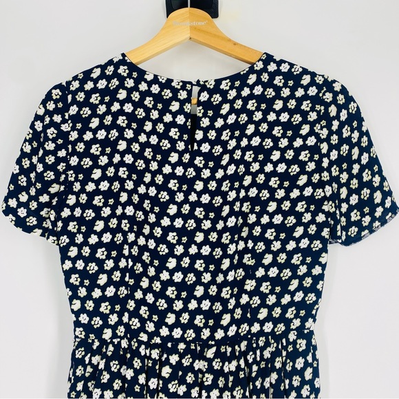 J. Crew Navy Blurred Floral Tiered Mini Dress Size 0 - Picture 6 of 12
